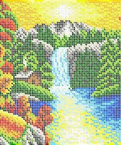 Broderie cu mărgele Cascada A4 dimensiune 19x23 cm, 21 de culori, 8,820 mărgele.