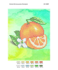 Broderie cu margele Portocală A5 dimenisune12,3x15,1 cm, 12 de culori, 1,513 margele