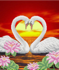 Broderie cu mărgele LEBEDE A2 dimensiune 41,2×58,2 cm, 16 de culori, 18.390 mărgele.