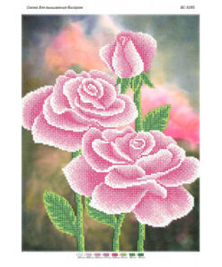 Broderie cu mărgele Trandafiri roz A3 dimensiune 27x36 cm, 8 de culori, 10.406 mărgele.