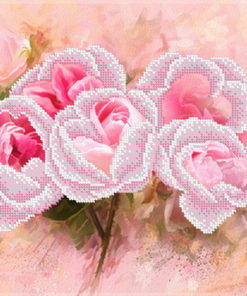 Broderie cu mărgele Trandafiri roz A3 dimensiune 27x36 cm, 3 de culori, 5,179 mărgele.