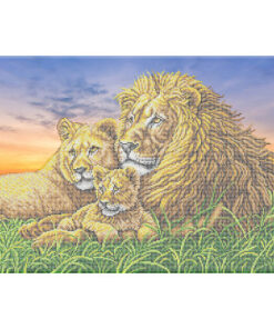 Broderie cu mărgele FAMILIA DE LEI A2 dimensiune 41,2×58,2 cm, 30 de culori, 32.939 mărgele.