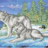 Broderie cu mărgele Lupii iarna A3 dimensiune 27x36 cm, 18 de culori, 13,848 mărgele.