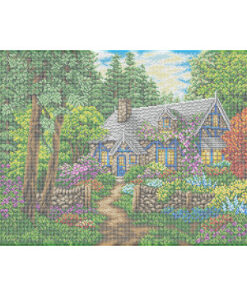 Broderie cu mărgele Casa in pădure A2 dimensiune 41,2×58,2 cm, 37 de culori, 47.134 mărgele.