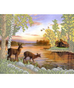 Broderie cu mărgele Cerb A4 dimensiune 19x23 cm, 15 de culori, 4.156 mărgele.