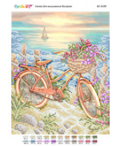 Broderie cu mărgele Pe malul marii A4 dimensiune 19x23 cm, 22 de culori, 4,701 mărgele.