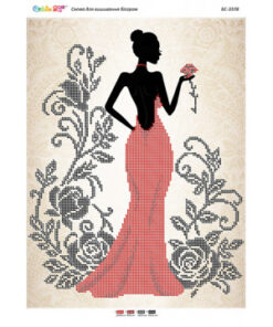 BRODERIE CU MARGELE A3-FATA IN ROSU BS3378