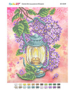 Broderie cu margele Felinar A4 dimenisune 19x23 cm, 22 de culori, 5,156 margele