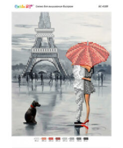 Broderie cu mărgele Pereche in paris A4 dimensiune 19x23 cm, 8 de culori, 1,630mărgele.