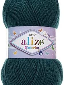 Fir Alize Şekerim Bebe verde 212, moale și colorat, ideal pentru haine și accesorii pentru copii.