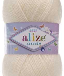 Fir Alize Şekerim Bebe crem 062, moale și colorat, ideal pentru haine și accesorii pentru copii.