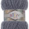 Fir Alize Softy Plus gri 087, gros și pufos, ideal pentru păturici, haine și jucării handmade.