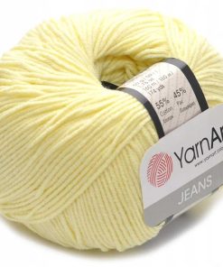 Fir YarnArt Jeans galben 067, fin și ușor, ideal pentru amigurumi, haine de vară și accesorii handmade.