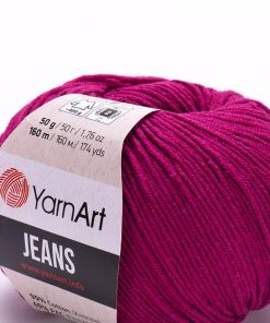 Fir YarnArt Jeans rosu 091, fin și ușor, ideal pentru amigurumi, haine de vară și accesorii handmade.