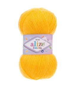 Fir Alize Şekerim Bebe galben 566, moale și colorat, ideal pentru haine și accesorii pentru copii.