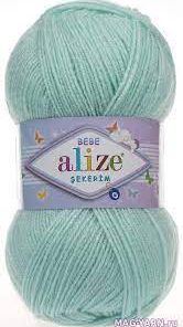 Fir Alize Şekerim Bebe turcuaz 019, moale și colorat, ideal pentru haine și accesorii pentru copii.