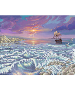 Broderie cu mărgele PEISAJ APA A2 dimensiune 41,2×58,2 cm,17 de culori, 26.240 mărgele.