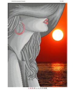 Broderie cu mărgele FATA CU PĂLĂRIE A2 dimensiune 41,2×58,2 cm, 10 de culori, 30.744 mărgele.