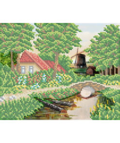 Broderie cu mărgele Moara A4 dimensiune 19x23 cm, 17 de culori, 6,551 mărgele.