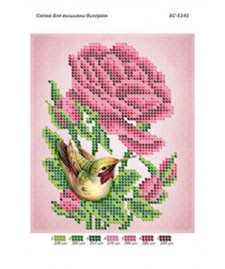 Broderie cu margele Trandafiri A5 dimenisune12,3x15,1 cm, 7 de culori, 1,773 margele