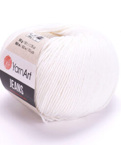 Fir YarnArt Jeans alb 062, fin și ușor, ideal pentru amigurumi, haine de vară și accesorii handmade.