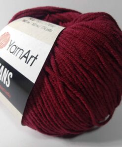 Fir YarnArt Jeans bordo 066, fin și ușor, ideal pentru amigurumi, haine de vară și accesorii handmade.