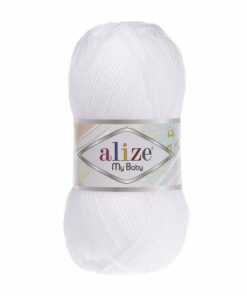 Fir Alize My Baby alb 055, moale și fin, ideal pentru haine și accesorii de copii.