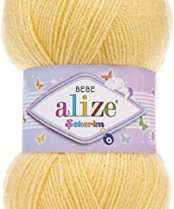Fir Alize Şekerim Bebe galben 187, moale și colorat, ideal pentru haine și accesorii pentru copii.