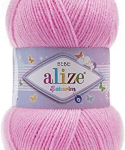 Fir Alize Şekerim Bebe roz 191, moale și colorat, ideal pentru haine și accesorii pentru copii.
