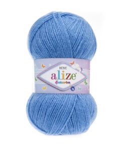 Fir Alize Şekerim Bebe albastru 289, moale și colorat, ideal pentru haine și accesorii pentru copii.