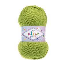 Fir Alize Şekerim Bebe verde 117, moale și colorat, ideal pentru haine și accesorii pentru copii.