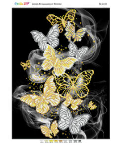 Broderie cu mărgele Fluturași A3 dimensiune 27x36 cm,9 de culori, 6.291 mărgele.