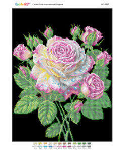 Broderie cu mărgele Trandafiri A3 dimensiune 27x36 cm, 24 de culori, 11,608 mărgele.