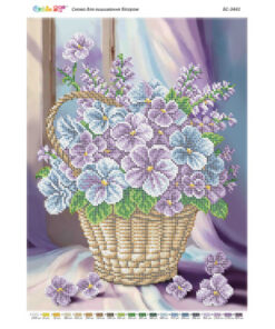 Broderie cu mărgele Cos cu flori A3 dimensiune 27x36 cm, 20 de culori, 10.789 mărgele.