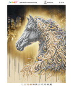 Broderie cu mărgele Cal auriu A3 dimensiune 27x36 cm, 11 de culori, 9.075 mărgele.