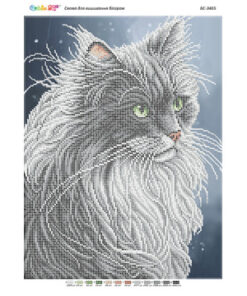 Broderie cu mărgele Pisica neagra A3 dimensiune 27x36 cm, 12 de culori, 15.518 mărgele.