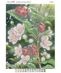 Broderie cu mărgele Flori A3 dimensiune 27x36 cm, 26 de culori, 11.092 mărgele.