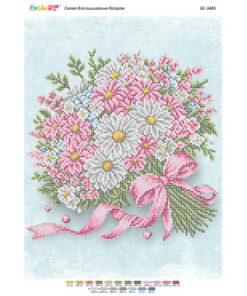 Broderie cu mărgele Buchet flori A3 dimensiune 27x36 cm, 19 de culori, 10.304mărgele.
