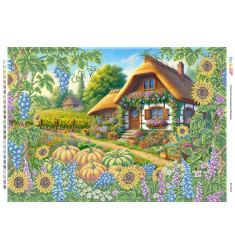 Broderie cu mărgele Peisaj toamnă A2 dimensiune 41,2×58,2 cm, 26 de culori, 25.411 mărgele.