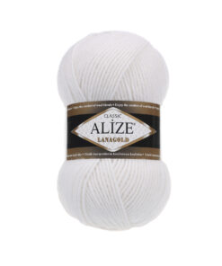 Fir Alize Lana Gold alb 055, moale și călduros, ideal pentru haine tricotate, fulare și pălării handmade