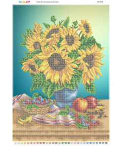 Broderie cu mărgele Flori vaza A2 dimensiune 41,2×58,2 cm, 30 de culori, 30.846 mărgele.