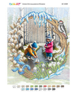 Broderie cu margele Peisaj de primăvară A4 dimenisune 19x23 cm, 21 de culori, 3,345 margele