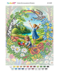 Broderie cu margele Peisaj de vară A4 dimenisune 19x23 cm, 23 de culori, 3,724 margele