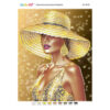 Broderie cu margele Fată aurie A4 dimenisune 19x23 cm,9 de culori, 3,384 margele