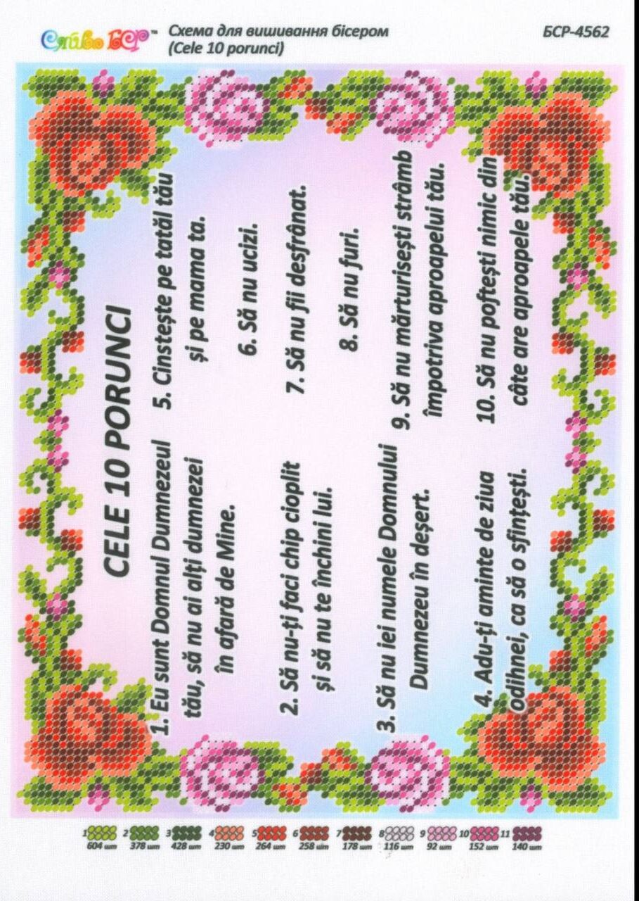Broderie Cele 10 Porunci– format A4, 2,840 mărgele.