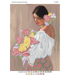 Broderie cu mărgele Domniță A3 dimensiune 27x36 cm, 19 de culori,17.984 mărgele.