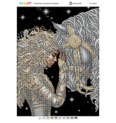 Broderie cu mărgele Regină de aur A3 dimensiune 27x36 cm, 10 de culori, 13.767 mărgele.