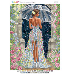 Broderie cu mărgele Eleganță în ploaie A3 dimensiune 27x36 cm, 12 de culori, 8.594 mărgele.