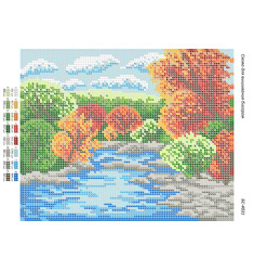 Broderie cu mărgele Toamna A4 dimensiune 19x23 cm, 16 de culori,8.949 mărgele.