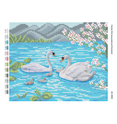 Broderie cu mărgele Lebede A4 dimensiune 19x23 cm, 12 de culori,7.710 mărgele.